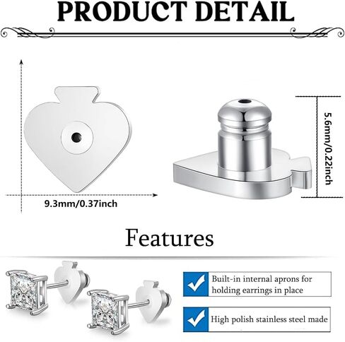 Earring Backs Replacements, Hypoallergenic 14k Gold Bullet Locking Earring Backs for Studs/Droopy Ears, Secure Locking Backing for Sensitive Ears (Silver 2pairs) in Saudi Arabia