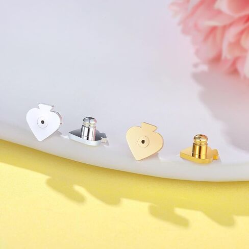 Earring Backs Replacements, Hypoallergenic 14k Gold Bullet Locking Earring Backs for Studs/Droopy Ears, Secure Locking Backing for Sensitive Ears (Silver 2pairs) in Saudi Arabia