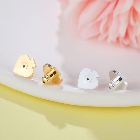 Earring Backs Replacements, Hypoallergenic 14k Gold Bullet Locking Earring Backs for Studs/Droopy Ears, Secure Locking Backing for Sensitive Ears (Silver 2pairs) in Saudi Arabia
