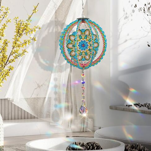 YOYA Diamond Painting Wind Chimes, DIY Mandala 5D Diamond Art Suncatchers for Windows Hanging, Double Sided Wind Chimes Diamond Art Kits for Adults with Crystal Pendant for Home Garden Decor in Saudi Arabia