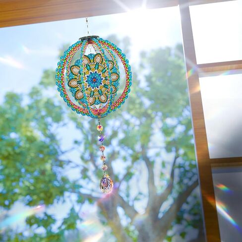 YOYA Diamond Painting Wind Chimes, DIY Mandala 5D Diamond Art Suncatchers for Windows Hanging, Double Sided Wind Chimes Diamond Art Kits for Adults with Crystal Pendant for Home Garden Decor in Saudi Arabia