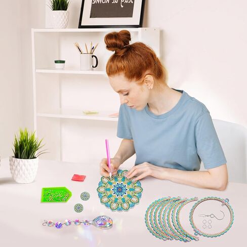 YOYA Diamond Painting Wind Chimes, DIY Mandala 5D Diamond Art Suncatchers for Windows Hanging, Double Sided Wind Chimes Diamond Art Kits for Adults with Crystal Pendant for Home Garden Decor in Saudi Arabia