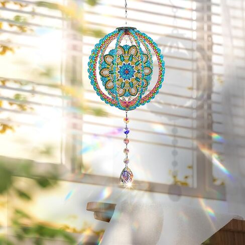 YOYA Diamond Painting Wind Chimes, DIY Mandala 5D Diamond Art Suncatchers for Windows Hanging, Double Sided Wind Chimes Diamond Art Kits for Adults with Crystal Pendant for Home Garden Decor in Saudi Arabia