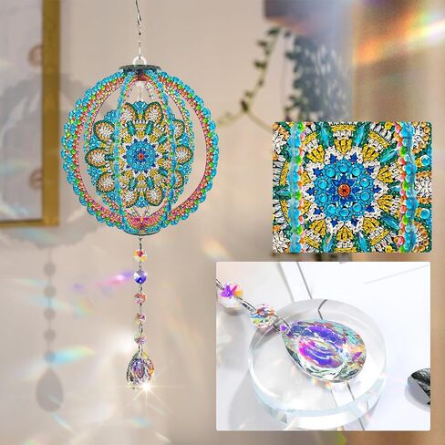 YOYA Diamond Painting Wind Chimes, DIY Mandala 5D Diamond Art Suncatchers for Windows Hanging, Double Sided Wind Chimes Diamond Art Kits for Adults with Crystal Pendant for Home Garden Decor in Saudi Arabia