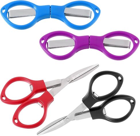 4Pcs Folding Scissors Small Stainless Steel Foldable Scissors Portable Mini Travel Scissors Safety Foldable Telescopic Cutter for Home, Paper Cutting, School, Camping in Saudi Arabia
