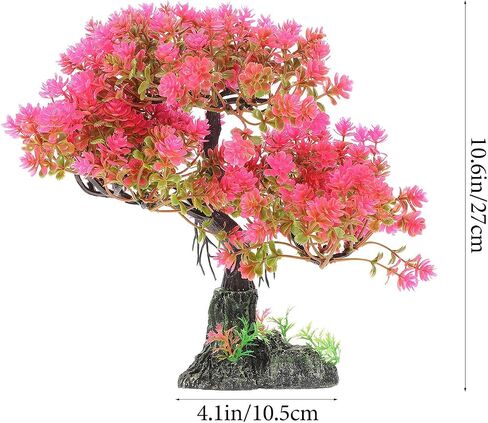 iplusmile Aquarium Artificial Plastic Plants Decoration : Bonsai Tree Fish Tank Decor Ornament - Lifelike Betta Fishing Tank Hides Tree Simulation Accessories for Goldfish Tank, Pink in Kuwait