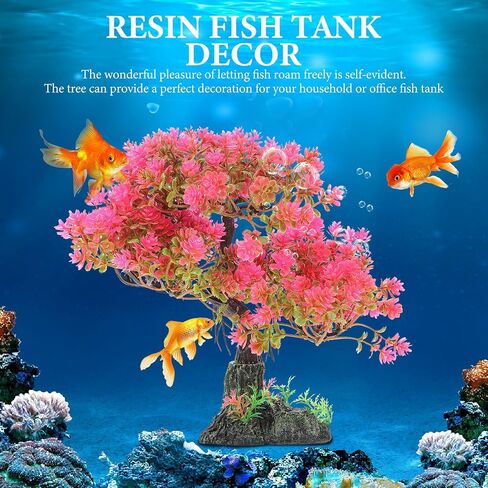 iplusmile Aquarium Artificial Plastic Plants Decoration : Bonsai Tree Fish Tank Decor Ornament - Lifelike Betta Fishing Tank Hides Tree Simulation Accessories for Goldfish Tank, Pink in Kuwait