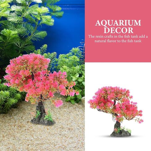 iplusmile Aquarium Artificial Plastic Plants Decoration : Bonsai Tree Fish Tank Decor Ornament - Lifelike Betta Fishing Tank Hides Tree Simulation Accessories for Goldfish Tank, Pink in Kuwait