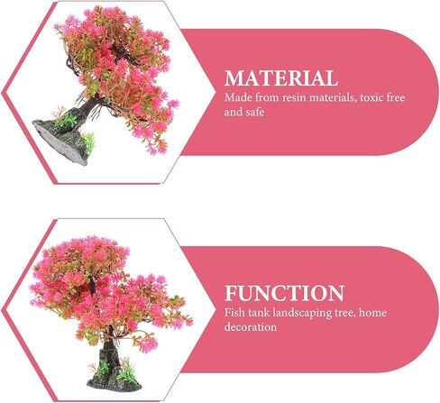 iplusmile Aquarium Artificial Plastic Plants Decoration : Bonsai Tree Fish Tank Decor Ornament - Lifelike Betta Fishing Tank Hides Tree Simulation Accessories for Goldfish Tank, Pink in Kuwait