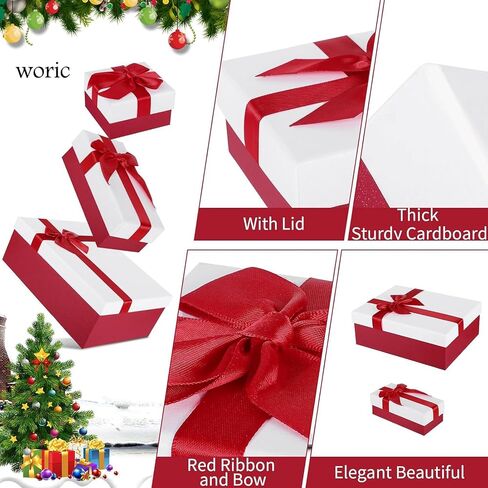 6 PCS Gift Boxes for Present, Christmas Gift Boxes with Lids 6 Sizes Nesting Gift Boxes for Christmas Valentine's Day Birthday Wedding Presents Stocking Stuffers(Red&White) in Saudi Arabia
