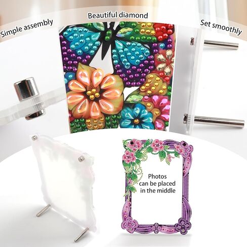 5D Diamond Art Painting Kits Photo Frames with Stand Snowflake, Diamond Art Photo Frame Kits Desktop, 5D Special Shape Crystal Rhinestones Diamond Art Kits for Living Room Office Table Christmas Decor in Kuwait