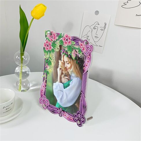 5D Diamond Art Painting Kits Photo Frames with Stand Snowflake, Diamond Art Photo Frame Kits Desktop, 5D Special Shape Crystal Rhinestones Diamond Art Kits for Living Room Office Table Christmas Decor in Kuwait