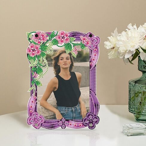 5D Diamond Art Painting Kits Photo Frames with Stand Snowflake, Diamond Art Photo Frame Kits Desktop, 5D Special Shape Crystal Rhinestones Diamond Art Kits for Living Room Office Table Christmas Decor in Kuwait