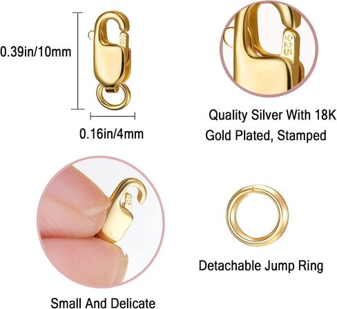 925 Sterling Silver Lobster Claw Clasp with Closed Jump Rings for Necklaces Bracelet Or Jewelry Making, Made in Italy in Saudi Arabia