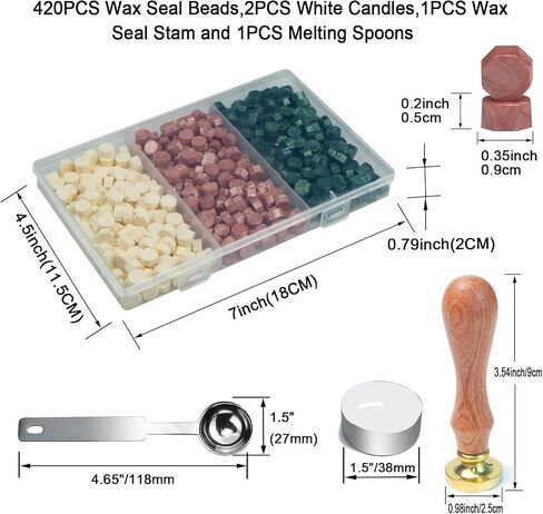 Wax Seal Beads Kit, Zifospy 3 Colors 420 PCS Sealing Wax Beads with 1PCS Heart Wax Seal Stamp, 1PCS Wax Melting Spoon and 2 Candles for Wax Seal, Wax Seal Kit for Invitations in Saudi Arabia