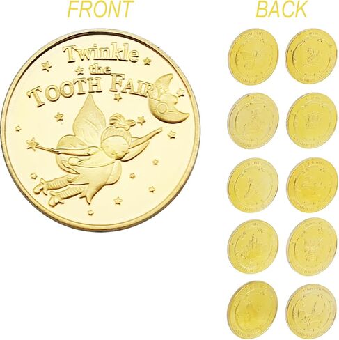 Tooth Fairy Coins Reward Commemorative Coin Collection Experience Gift for Lost Teeth Kids (Printed 10 Styles) in Kuwait