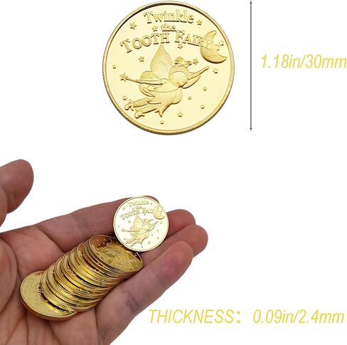 Tooth Fairy Coins Reward Commemorative Coin Collection Experience Gift for Lost Teeth Kids (Printed 10 Styles) in Kuwait