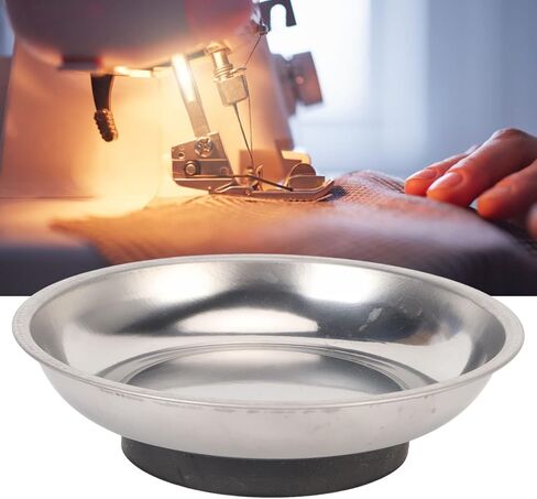 طبق دبوس مغناطيسي مغناطيس قوي من الفولاذ المقاوم للصدأ حامل دبوس مغناطيسي إبرة وسادة دبوس وعاء لخياطة اللحف (دائري (4.3 × 1.2 بوصة)) in Kuwait