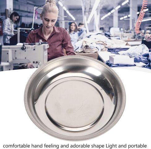 طبق دبوس مغناطيسي مغناطيس قوي من الفولاذ المقاوم للصدأ حامل دبوس مغناطيسي إبرة وسادة دبوس وعاء لخياطة اللحف (دائري (4.3 × 1.2 بوصة)) in Kuwait