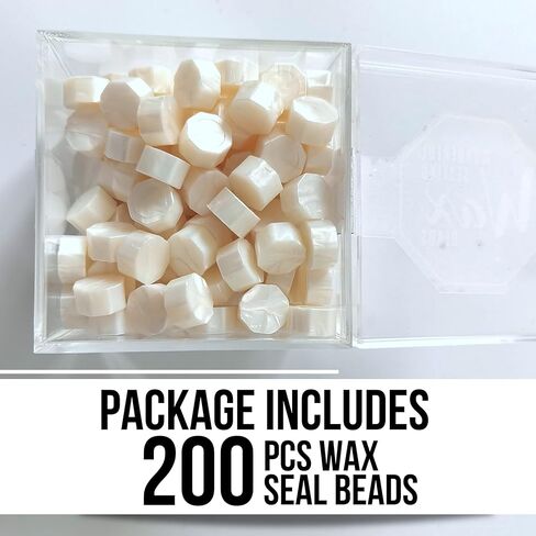 200 قطعة من خرز ختم الشمع الأبيض، خرز ختم الشمع لختم الشمع، مثالي لتزيين مغلفات دعوات الزفاف وبطاقات عيد الميلاد in Kuwait