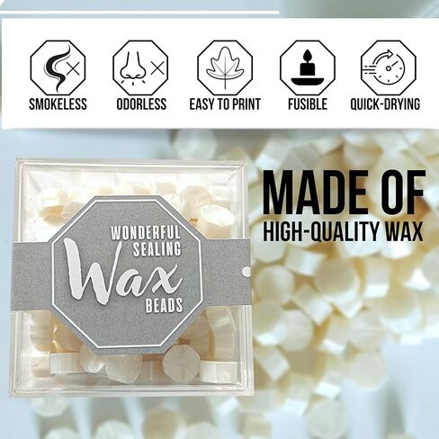 200 قطعة من خرز ختم الشمع الأبيض، خرز ختم الشمع لختم الشمع، مثالي لتزيين مغلفات دعوات الزفاف وبطاقات عيد الميلاد in Kuwait