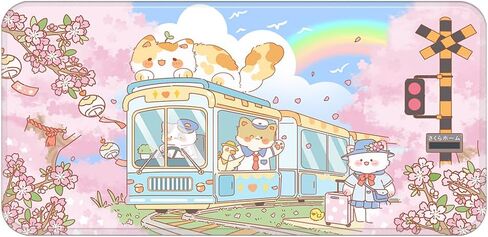 Perfectight لطيف كيتي مكتب حصيرة kawaii وسادة مكتب، فوجيياما لوحة الماوس الألعاب الكبيرة، مضحك الكرز زهرة Deskmat لوحة الماوس، أنيمي لوحة المفاتيح الكمبيوتر المحمول وسادة مكتب ديكور المنزل للنساء الفتيات، ساكورا القط in Saudi Arabia