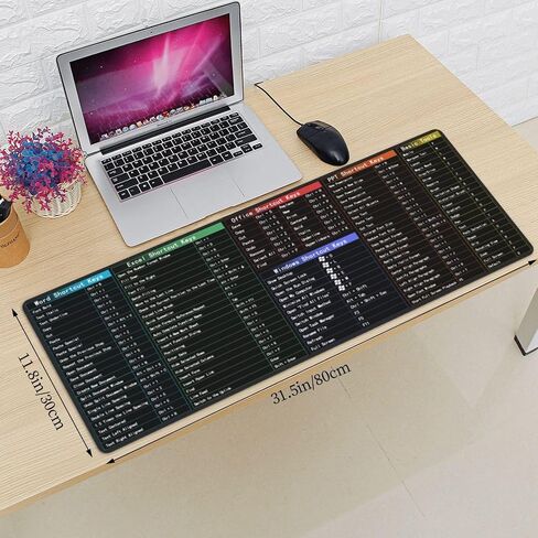 Excel Shortcuts Cheat Sheet Shortcut Keys Upgraded Pro Version Mouse Pad Gaming Keyboard Mousepad Mat Huge Extended XL Rubber Sole for Home Office(31.5"X 11.8") in Saudi Arabia