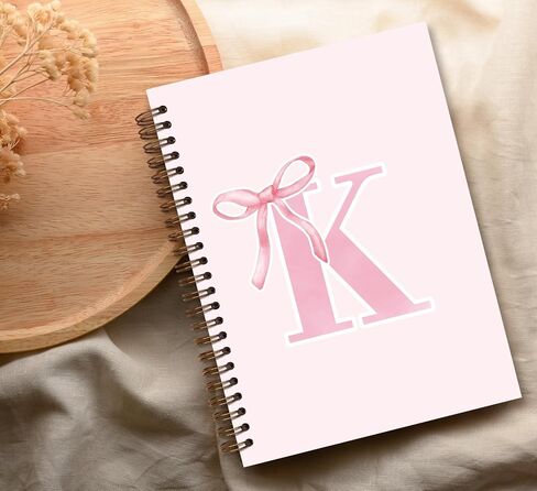 Coquette Trendy Preppy Pink Bow Spiral Notebook,Initial A Journal Personalized Teen Girl Gifts,Monogrammed Gifts for Women Teen Girl,College Ruled Hardcover Spiral Notebook 5.5 x 8.3 in Kuwait