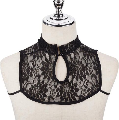 GORGECRAFT Black Neckline Trim Detachable Lady's False Collars Clothes Hollow Out Floral Lace Trim Sewing Applique Edge for Women Lady Summer Dress Suit Uniform Costume Sewing DIY Garment Accessories in Saudi Arabia