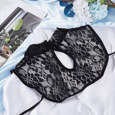 GORGECRAFT Black Neckline Trim Detachable Lady's False Collars Clothes Hollow Out Floral Lace Trim Sewing Applique Edge for Women Lady Summer Dress Suit Uniform Costume Sewing DIY Garment Accessories in Saudi Arabia