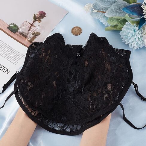 GORGECRAFT Black Neckline Trim Detachable Lady's False Collars Clothes Hollow Out Floral Lace Trim Sewing Applique Edge for Women Lady Summer Dress Suit Uniform Costume Sewing DIY Garment Accessories in Saudi Arabia