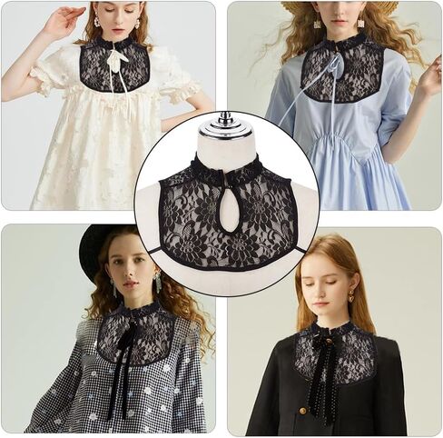 GORGECRAFT Black Neckline Trim Detachable Lady's False Collars Clothes Hollow Out Floral Lace Trim Sewing Applique Edge for Women Lady Summer Dress Suit Uniform Costume Sewing DIY Garment Accessories in Saudi Arabia
