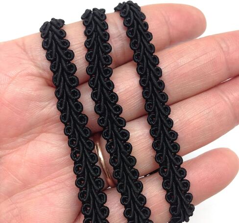 PEPPERLONELY 10 M/Lot (8mm) Lace Trim Ribbon Centipede Braided Lace Home Party Decoration DIY Craft Sewing Accessories Wedding Xmas Decor Fabric Curve Lace, Black in Kuwait