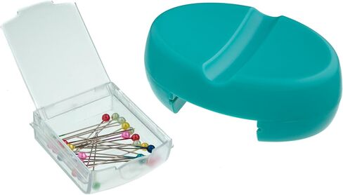 The Quilted Bear Magnetic Pin Cushion - Magnetic Pin Holder for Sewing with 25 Pearl-Headed Sewing Pins & a Handy Plastic Pin Drawer Organizer for Sewing Pins, Bobby Pins & Sewing Supplies (Turquoise) in Saudi Arabia