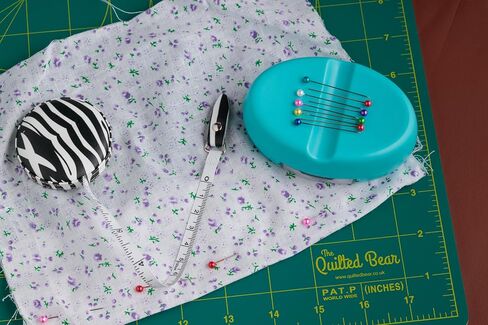 The Quilted Bear Magnetic Pin Cushion - Magnetic Pin Holder for Sewing with 25 Pearl-Headed Sewing Pins & a Handy Plastic Pin Drawer Organizer for Sewing Pins, Bobby Pins & Sewing Supplies (Turquoise) in Saudi Arabia