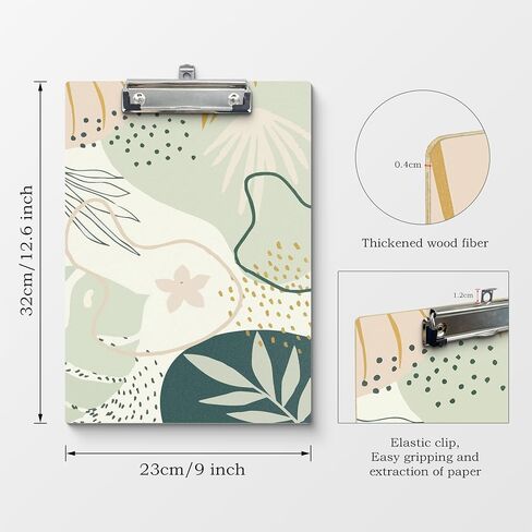 Boho Clipboards, Abstract Boho Sage Green Botanical Wooden Clip Boards for Office Classroom Teacher Student Nurse Doctor, Boho Office School Supplies, Standard A4 Letter Size 9x12.6 Inch in Kuwait