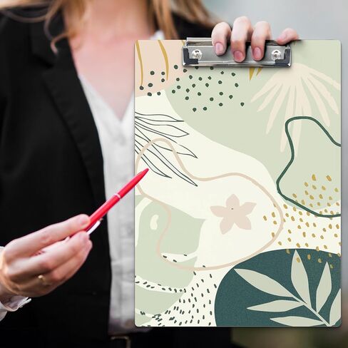Boho Clipboards, Abstract Boho Sage Green Botanical Wooden Clip Boards for Office Classroom Teacher Student Nurse Doctor, Boho Office School Supplies, Standard A4 Letter Size 9x12.6 Inch in Kuwait