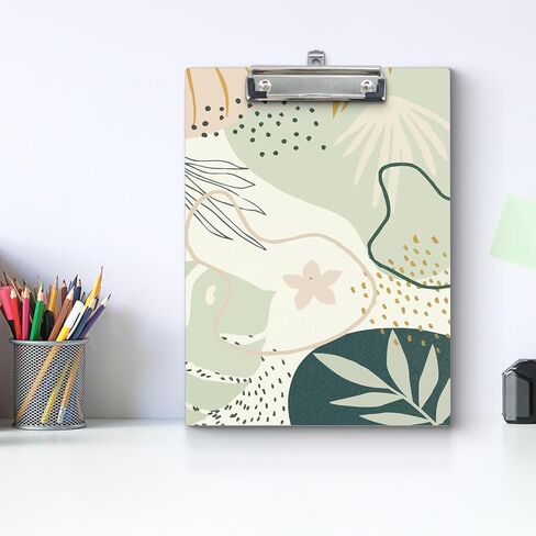 Boho Clipboards, Abstract Boho Sage Green Botanical Wooden Clip Boards for Office Classroom Teacher Student Nurse Doctor, Boho Office School Supplies, Standard A4 Letter Size 9x12.6 Inch in Kuwait