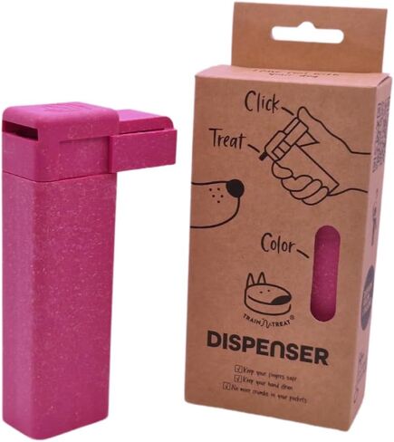 Train'N'Treat Dog Treat Dispenser, Combines a Subtle Clicking Sound with Offering a Treat (Max. diameter 3/4") in a Clean and Safe Way, Easy 1 Hand Operation, Slices Small Hot Dogs etc. into Treats in Kuwait