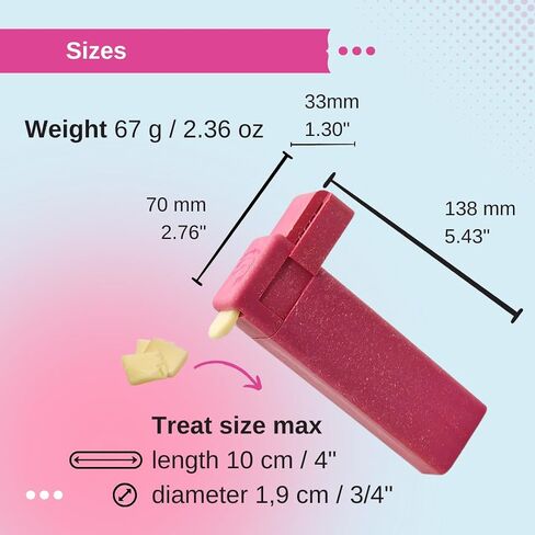 Train'N'Treat Dog Treat Dispenser, Combines a Subtle Clicking Sound with Offering a Treat (Max. diameter 3/4") in a Clean and Safe Way, Easy 1 Hand Operation, Slices Small Hot Dogs etc. into Treats in Kuwait