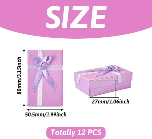 Craftdady 12 Pack Lilac Jewelry Boxes 1.99 x 3.15 Inch Rectangle Cardboard Boxes Small Necklace Earring Finger Ring Packing Boxes with Rose Bowknot for Festival Birthday Present Jewelry Display in Saudi Arabia