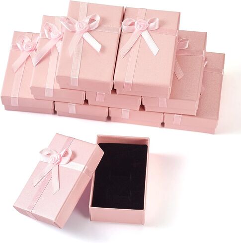 Craftdady 12 Pack Lilac Jewelry Boxes 1.99 x 3.15 Inch Rectangle Cardboard Boxes Small Necklace Earring Finger Ring Packing Boxes with Rose Bowknot for Festival Birthday Present Jewelry Display in Saudi Arabia