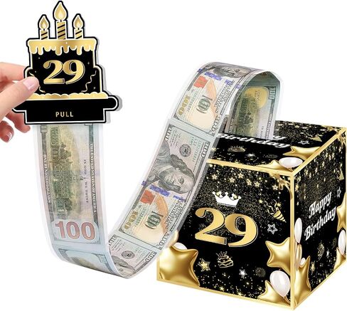 Joycard 50th Birthday Money Box for Women Men, 50 Years Old Birthday Decorations, Fun Pull-Out Cash Gift Box for Parties, Ideal for 50th Birthday Surprises （with 35PCS Bags） in Saudi Arabia