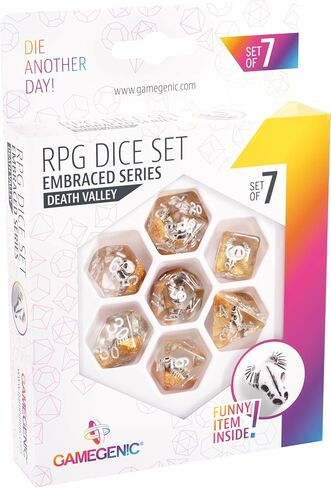 Gamegenic Embraced Series RPG Dice Set | Set of 7 Dice in a Variety of Sizes Designed for Roleplaying Games | Premium Quality Resin Dice with Unique Thematic Death Valley Design | Made by Gamegenic in Saudi Arabia