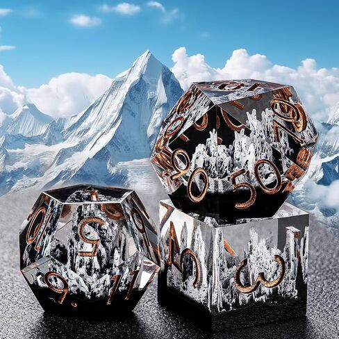 Sharp Edge Dice Mountain D&D Dice, 7 Piece RPG Polyhedral Dice Set, DND Dice Set for Dungeons and Dragons Role Playing Games Snow White Mountain in Kuwait