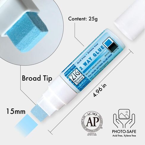 Zig Kuretake 2 Way Glue Stick Pen, Board Tip,15mm Tip, AP-Certified, Made in Japan in Saudi Arabia