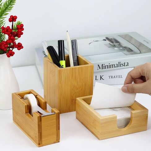 MultiBey Pink Gold Acrylic Sticky Notes Holder Stapler and Tape Dispenser Cutter with Sticky Notes, 950 Staples & Tape, Staple Remover, Scissor, Ballpoint Pen, Paper Clips Set for Women Office Home in Kuwait