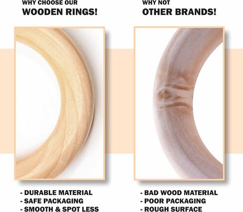 50Pcs Wooden Rings for Crafts, 15-55mm - Smooth Unfinished Macrame Rings – Durable & Lightweight Wood Rings for Jewelry, DIY Making, Crafts & Home Decor in Saudi Arabia