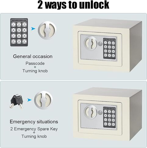 Security Digital Safe for Home Office,0.17 Cubic Home Keypad Safe,Protect Money,Jewelry,Passports (White) in Saudi Arabia