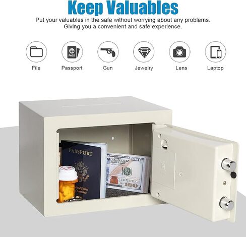 Security Digital Safe for Home Office,0.17 Cubic Home Keypad Safe,Protect Money,Jewelry,Passports (White) in Saudi Arabia